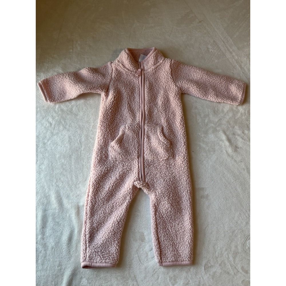 Carter's Baby Girl Pink Sherpa Fleece Bunting Suit 12M Zip-Up Winter Outfit